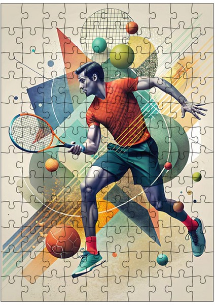 Ahşap Mdf Puzzle Yapboz Tenis Temalı 120 Parça 25*35 cm