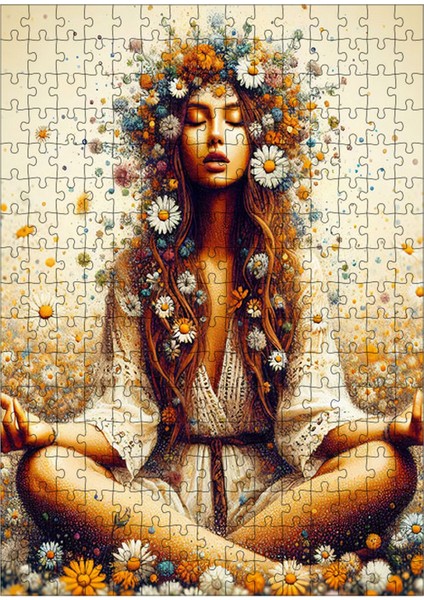 Ahşap Mdf Puzzle Yapboz Yoga Yapan Kadın 255 Parça 35*50 cm