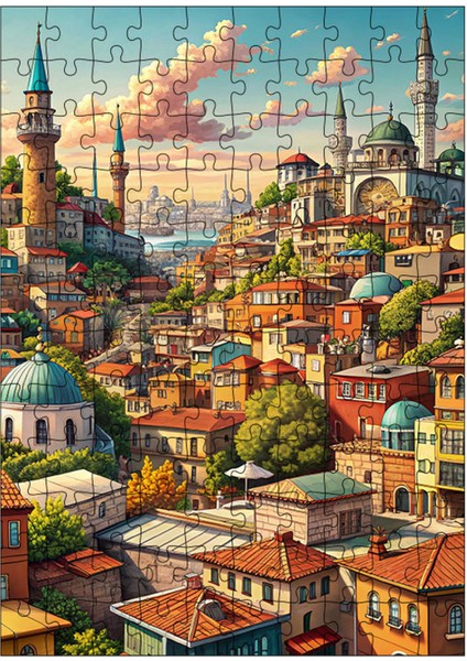 Ahşap Mdf Puzzle Yapboz Istanbul Manzaralı Şehir 120 Parça 25*35 cm