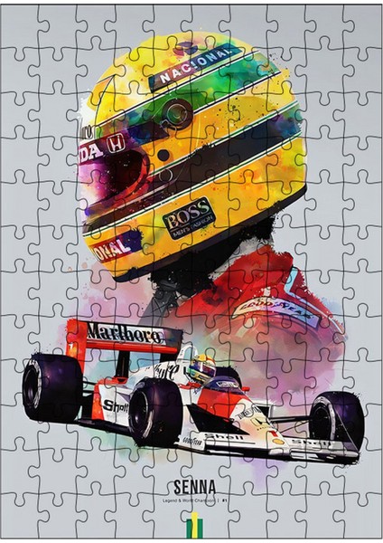 Ahşap Mdf Puzzle Yapboz Ayrton Senna Formula 1 120 Parça 25*35 cm