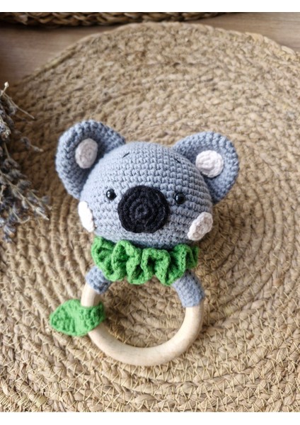 Hoşgeldin Bebek Yenidoğan Isimli Emzik Zinciri Askısı Hediye Seti Amigurumi Koala Mavi