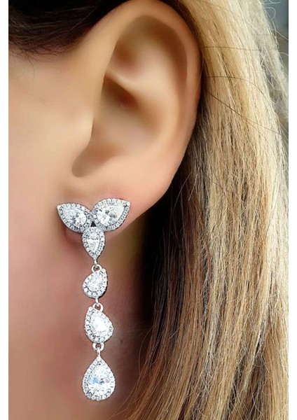 Sky Diamond Taşlı 925ayar Gümüş Şık Küpe