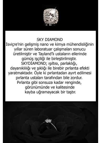 Skydiamond taşlı gümüş üzerine altın kaplama tek taş dikdörtgen küpe