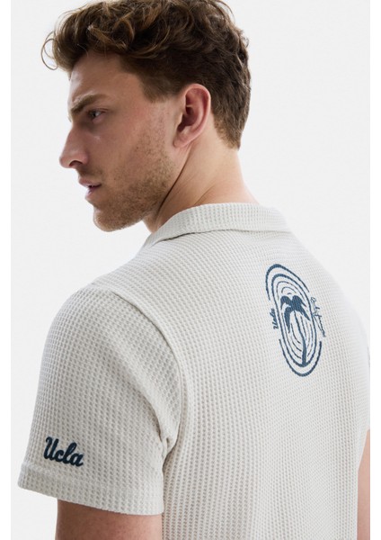Russel Bej Polo Yaka Baskılı Erkek Tshirt