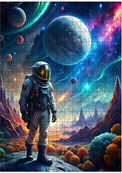 Ahşap Mdf Puzzle Yapboz Uzay ve Astronot 255 Parça 35*50 cm