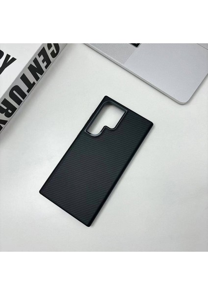 Galaxy S24 Ultra Kılıf Magsafe Şarj Özellikli Karbon Fiber Görünümlü Troy Kapak Siyah