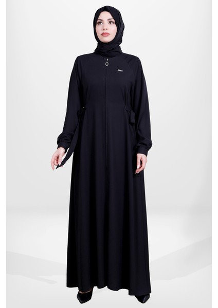 3915 Tesettür Siyah Bağcıklı Ferace modelleri