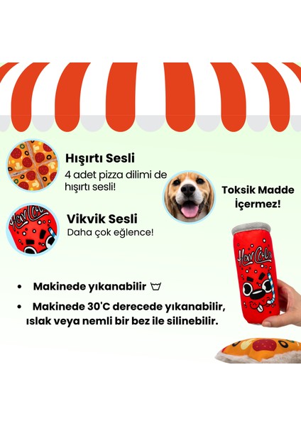 Market Köpek Oyuncak Seti 2 Adet Sesli Peluş Oyuncak Pizza ve Kutu Içecek Köpek Oyuncakları fiyatları