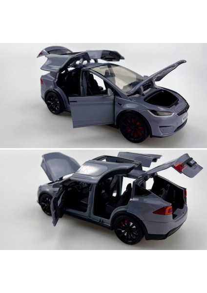 1:24 Ölçekli Tesla Model x Alaşım Araba Modeli Döküm Oyuncak Araçlar Çocuklar Için, Tesla Araba Modeli x Martı Kanat Kapısı, Işıklar ve Müzik ile Geri Çekin Alaşım Araba, Erkekler (Yurt Dışından)