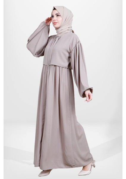 3918 Tesettür Bej Bolerolu Ferace fiyatları