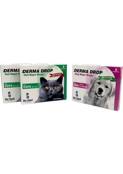 Dr Sed Kediler Için 2 Kutu Damla + 11-20KG Köpekler Için Damla