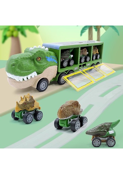 Dinozor Kamyon, Dinozor Oyuncak Araba, Dinozor Oyuncak Arabaları Geri Çekin, Mini Dino Araba, Dinozor Araba Araçlar Işıklı ve Sesli Taşıma Taşıyıcı Kamyon (Yurt Dışından)