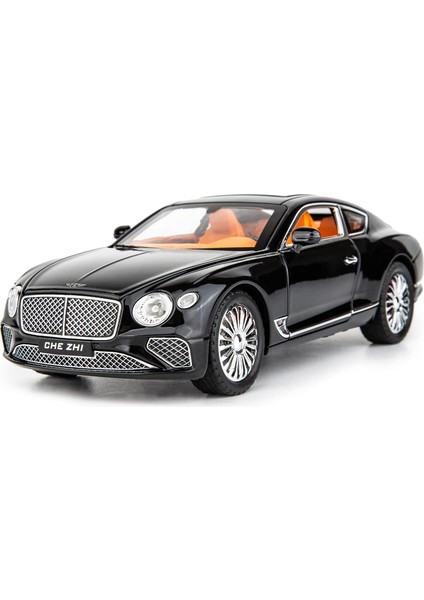 1/24 Bentley Continental Gt Model Araba Için Uyumlu Alaşım Döküm Oyuncak Araba Koleksiyonu Ses ve Işık Kapısı ile Geri Çekin Oyuncak Araçlar Kız Erkek Hediye Için Açılabilir (Siya (Yurt Dışından)