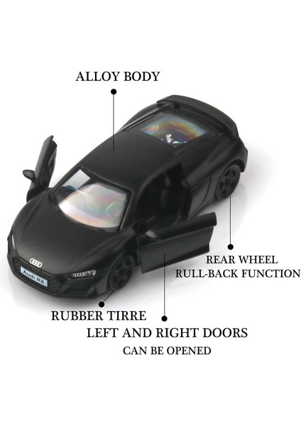 1/36 Ölçekli Audi R8 Pres Döküm Model Arabalar, Geri Çekilebilir Araçlar Oyuncak Arabalar, Erkek Kızlar Için Arabalar Hediyeler (Mat) (Yurt Dışından) modelleri