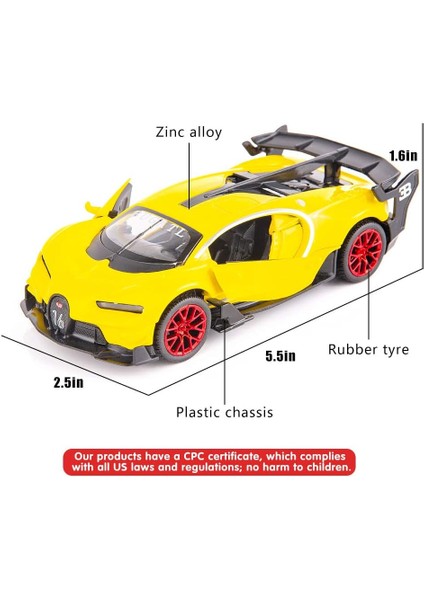 Saytay Bugatti Vision Gt Supercar 1/32 Çinko Alaşımı Döküm Geri Çekin Araba Modeli Oyuncak Ses ve Işık Erkek Kız Için Hediye (Sarı) ST-0011 (Yurt Dışından) fiyatları