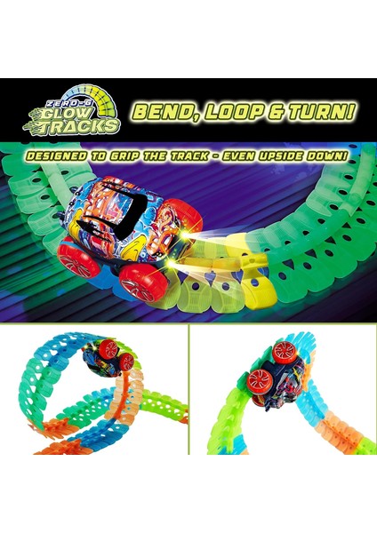 Usa Toyz Çocuklar Için Zero-G Glow Yarış Pisti - 105 Adet Karanlıkta Parlayan Esnek Yarış Arabası Pisti Seti, Vantuzlu, Slot Arabası, 2 Graffiti Oyuncak Araba Kabuğu, 3+ Yaşındaki (Yurt Dışından) fiyatları