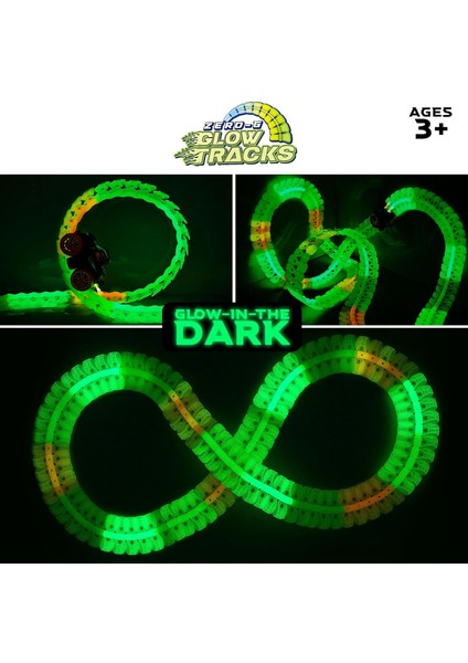 Usa Toyz Çocuklar Için Zero-G Glow Yarış Pisti - 105 Adet Karanlıkta Parlayan Esnek Yarış Arabası Pisti Seti, Vantuzlu, Slot Arabası, 2 Graffiti Oyuncak Araba Kabuğu, 3+ Yaşındaki (Yurt Dışından) fırsatları