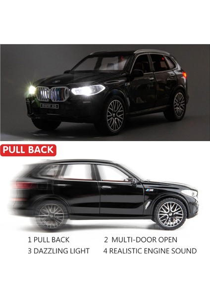 1:32 Bmw X5 Suv Model Araba Oyuncak Için Uyumlu, Çinko Alaşım Geri Çekin Oyuncak Araba Çocuklar Için Ses ve Işık ile Erkek Kız Hediye (Siyah) (Yurt Dışından) modelleri
