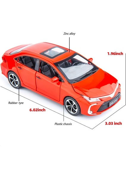 1:32 Corolla Model Araba Için Uyumlu, Çocuklar Erkek Kız Kırmızı Için Çinko Alaşımı Ses ve Işık ile Geri Çekin Oyuncak Araba (Yurt Dışından)