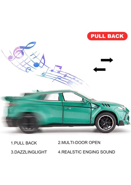 Oyuncak Araba 1/32 Lamborghini Urus Model Araba Için Işık ve Ses ile Geri Çekin Oyuncak Araç 3+ Yaş Yürümeye Başlayan Erkek Kız Noel Doğum Günü Hediyesi Yeşil Araba1 (Yurt Dışından) modelleri
