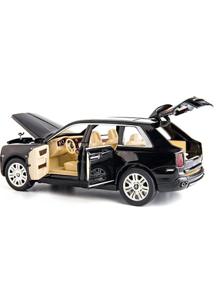 1/24 Ölçekli Rolls-Royce Cullinan Suv Model Araba Oyuncak, Çinko Alaşım Geri Çekin Oyuncak Pres Döküm Arabalar Çocuklar Için Ses ve Işık ile Erkek Kız Hediye (Siyah)1 (Yurt Dışından)