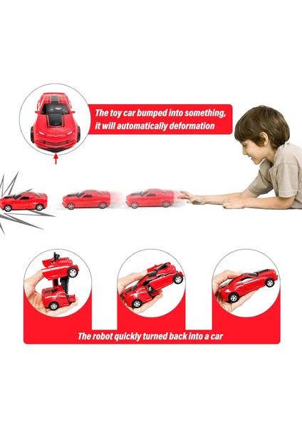 Dönüşen Oyuncak Araba - Robot Araba Oyuncak 2'si 1 Arada Deformasyon Arabası - Sürtünmeyle Çalışan Araba Kamyon Oyuncakları1 (Yurt Dışından)