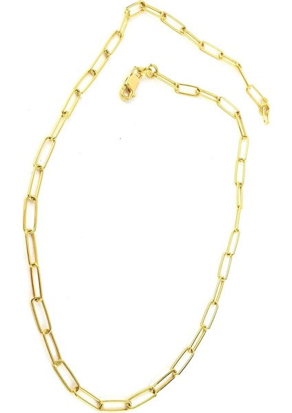 Italyan Tasarımı 925AYAR Gümüş Üzerine Altın Kaplama Ataç Zincir Choker Kolye