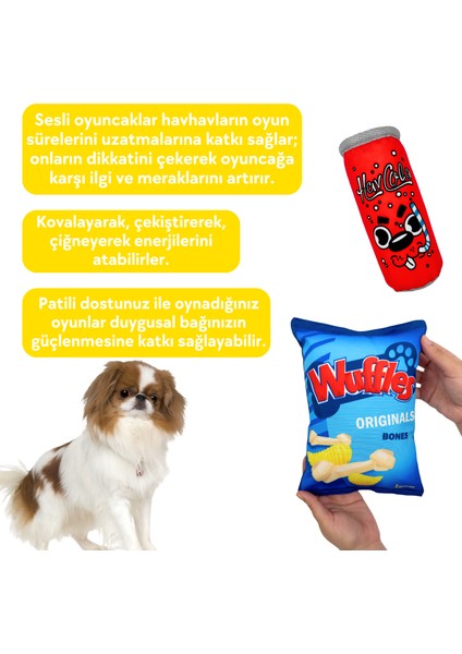 Market Köpek Oyuncak Seti 2 Adet Sesli Köpek Oyuncakları Peluş Cips ve Peluş Kutu Içecek indirimleri