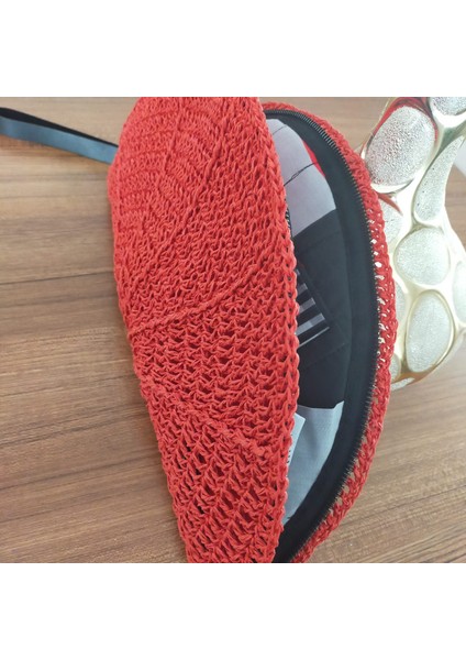 Kırmızı Yazlık Hasır Kadın El Çantası 41 x 21 modelleri