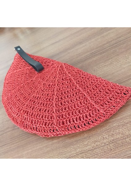 Kırmızı Yazlık Hasır Kadın El Çantası 41 x 21 indirimleri