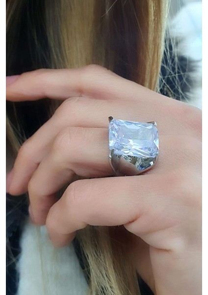 Zirkon Taşlı 925ayar Gümüş Tasarım Tek taş Yüzük