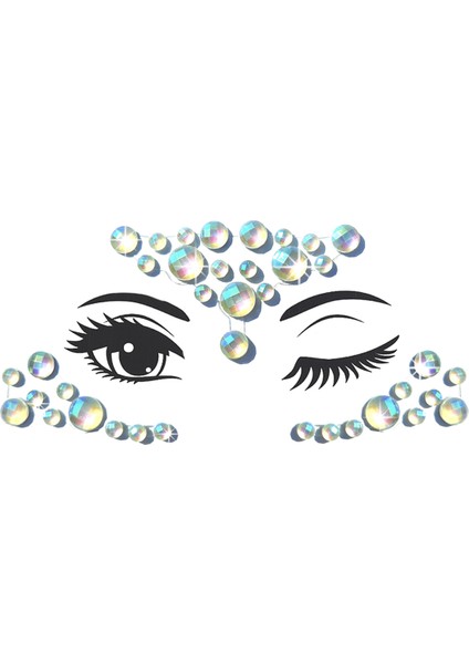 Fiesta Karanlıkta Parlayan Yapışkanlı Yüz Makyaj Taşı Festival Face Gems
