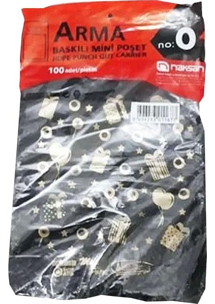 Baskılı Mini Blok Poşet Torba - No : 0 - 20X30 Cm. - Siyah - 100 Adetlik 1 Paket