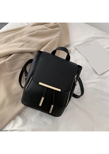 Mavi Stil Fashion Women Pure Color Drawstring Rucksacks Ladies Pu Leather Handbag Knapsack Teenager Girls Backpack Women Schoolbag (Yurt Dışından)