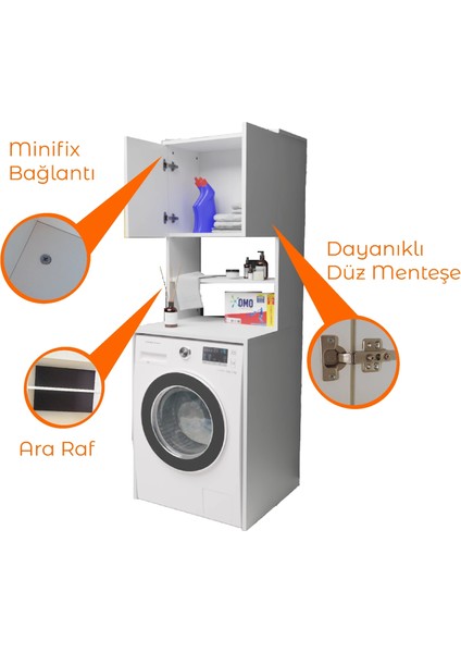 BD111 - Üstü Kapaklı Çamaşır Makinesi Dolabı Beyaz