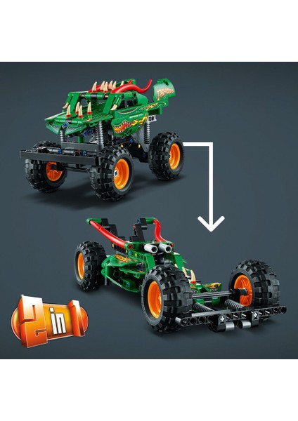 Technic Monster Jam™ Dragon™ 42149 - Oyuncak Kamyonları Seven 7 Yaş ve Üzeri Çocuklar için 2’si 1 Arada Model (217 Parça)