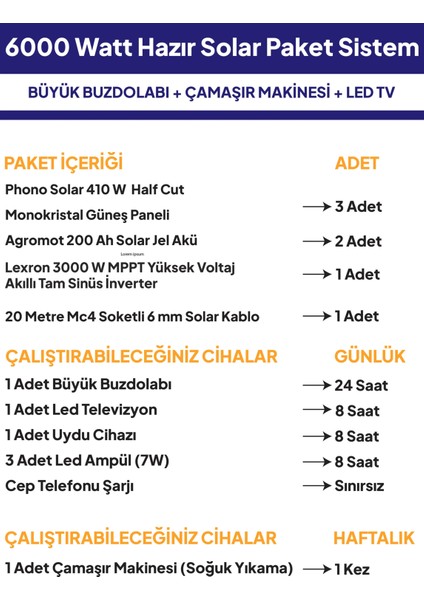 6 Kw 6000 Watt Güneş Enerjisi Hazır Solar Paketi - Half Cut Güneş Panelli