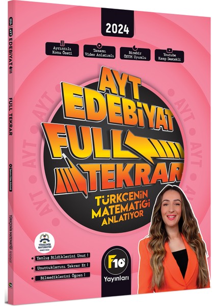 F10 Yayınları Gamze Hoca Türkçenin Matematiği Ayt Edebiyat Full Tekrar Video Ders Kitabı