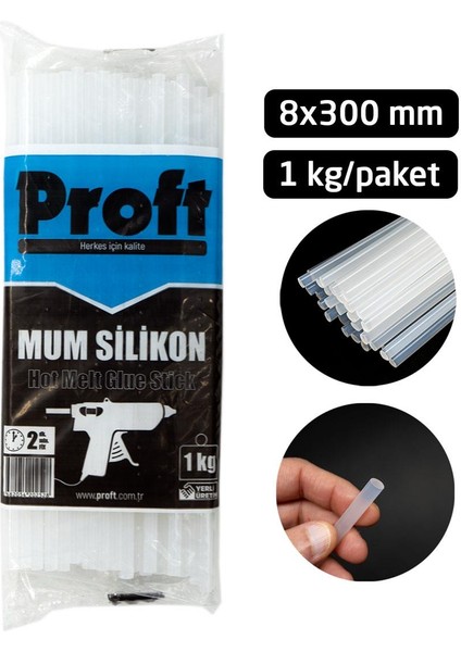 Proft Mum Silikon Şeffaf Ince 8X300 mm (1 Kglık Paket)