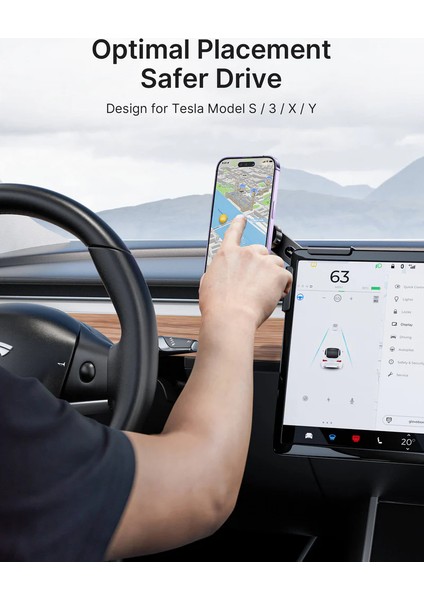 Premium Serisi Tesla Için Model S / x / Y / 3 ile Uyumlu Manyetik Telefon Tutucu Magsafe Uyumlu Araç Içi Telefon Tutucu modelleri