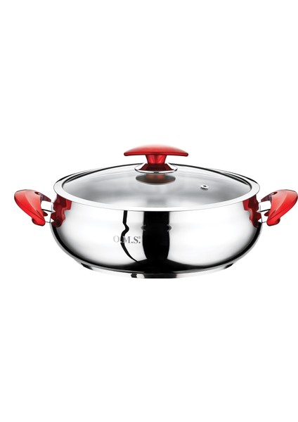 2032L - 2 Parça - Paslanmaz Çelik, Indüksiyonlu, 30X10 cm - 7,10 Litre, Basık Tencere, Gümüş Renk
