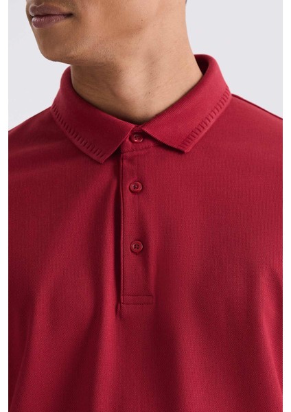 Bordo Slim Fit %100 Pamuk Merserize Polo Yaka T-shirt modelleri