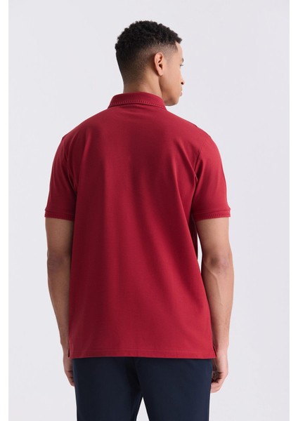 Bordo Slim Fit %100 Pamuk Merserize Polo Yaka T-shirt fırsatları