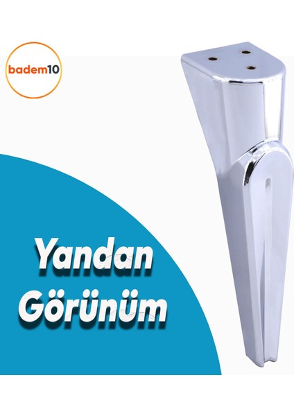 Nota Mobilya Kanepe Sehpa Tv Ünitesi Koltuk Ayağı Baza Ayakları Krom Gümüş 23 cm