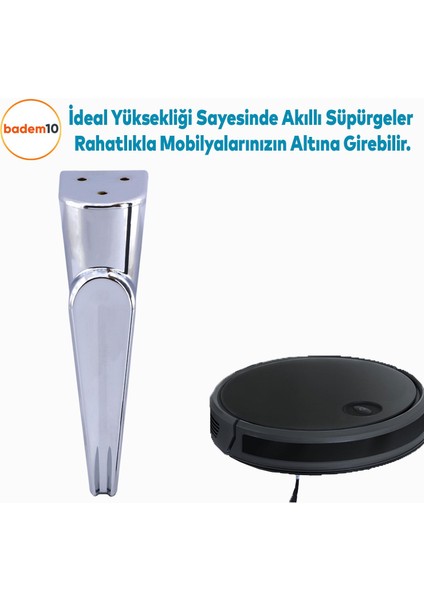 Nota Mobilya Kanepe Sehpa Tv Ünitesi Koltuk Ayağı Baza Ayakları Krom Gümüş 23 cm