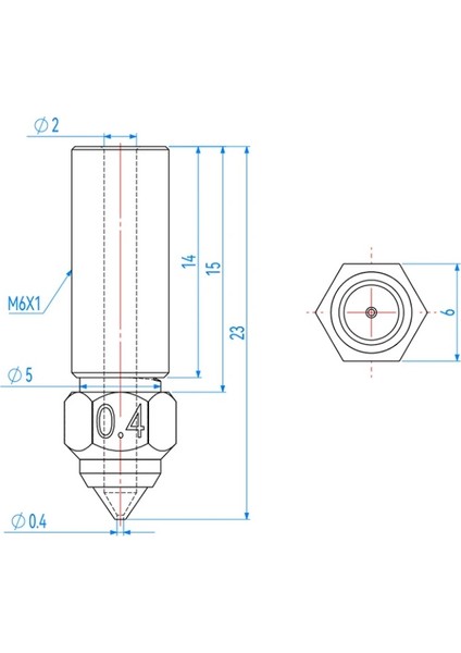 0.4mm Krom Zirkonyum Bakır Creality K1-K1 Max-Cr-M4 Nozzle