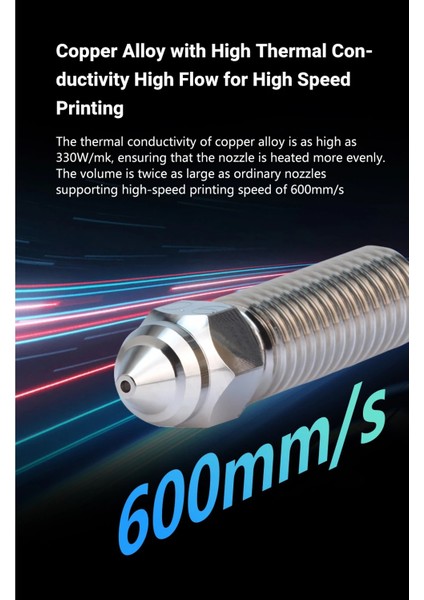 0.4mm Krom Zirkonyum Bakır Creality K1-K1 Max-Cr-M4 Nozzle