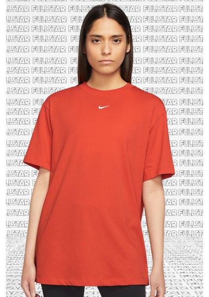 Sportswear Oversized Tee Unisex Nakış Swooslu Bol Kesim Tişört Somon Turuncu