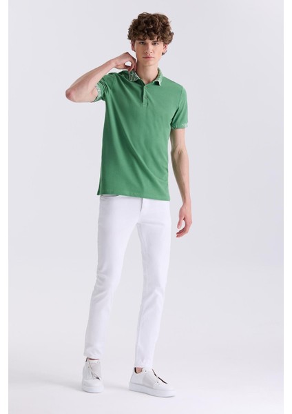 Yeşil Slim Fit Polo Yaka Erkek T-Shirt