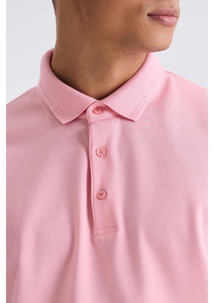 Pembe Slim Fit %100 Pamuk Merserize Polo Yaka T-shirt
